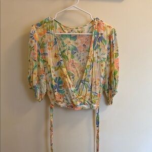 Billabong Multicolor Floral Wrap Blouse